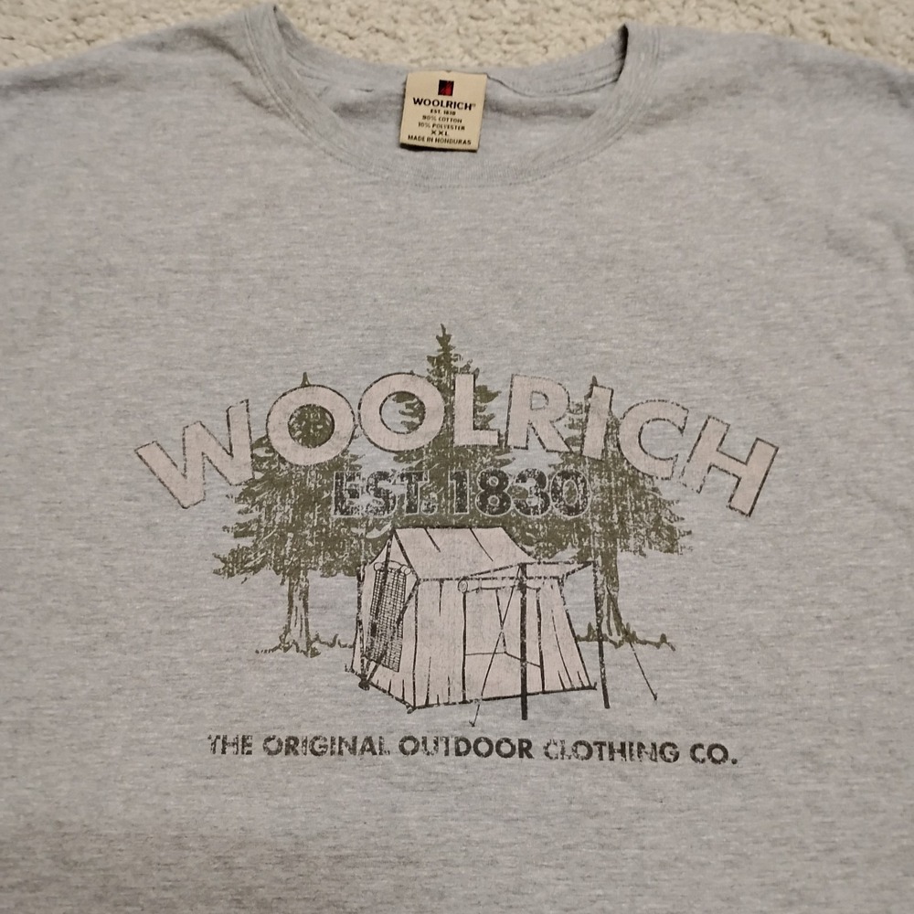 Vintage Woolrich Shirt Mens 2XL Gray Hiking Camping Fish Wilderness Nature 90s